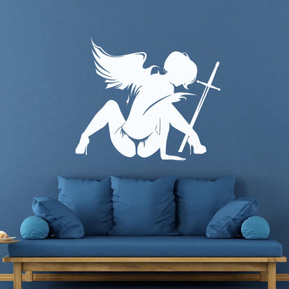 Wounded Angel With Sword Coolest Your Place Lettering Decals Art Mural Painting