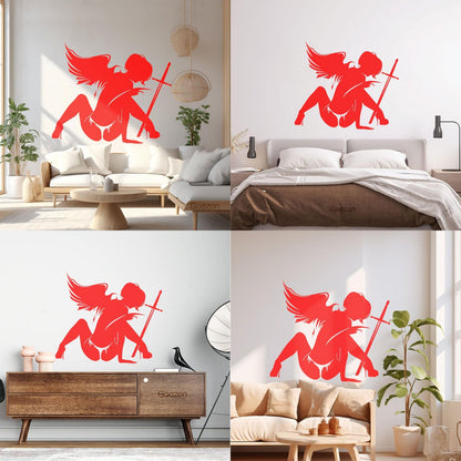 Wounded Angel With Sword Coolest Your Place Lettering Decals Art Mural Painting
