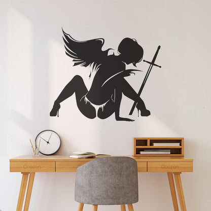 Wounded Angel With Sword Coolest Your Place Lettering Decals Art Mural Painting