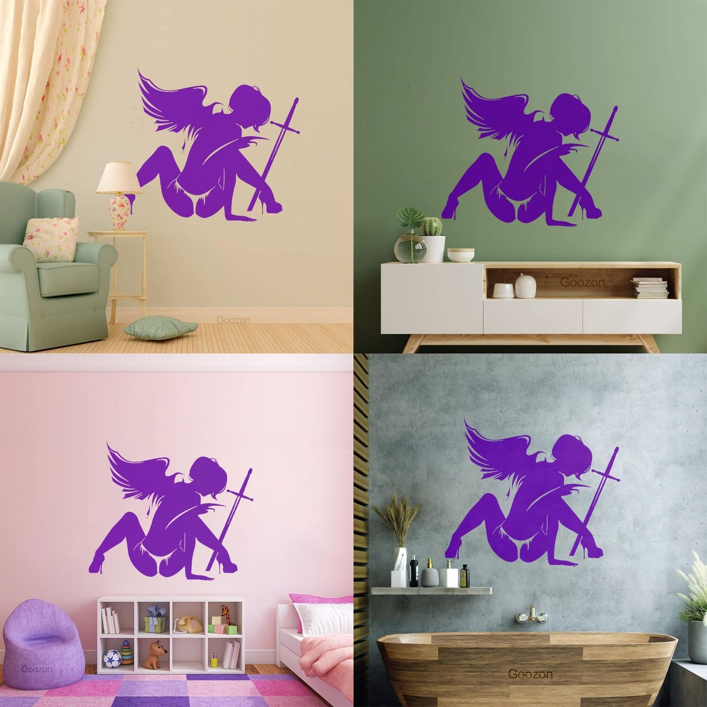 Wounded Angel With Sword Coolest Your Place Lettering Decals Art Mural Painting
