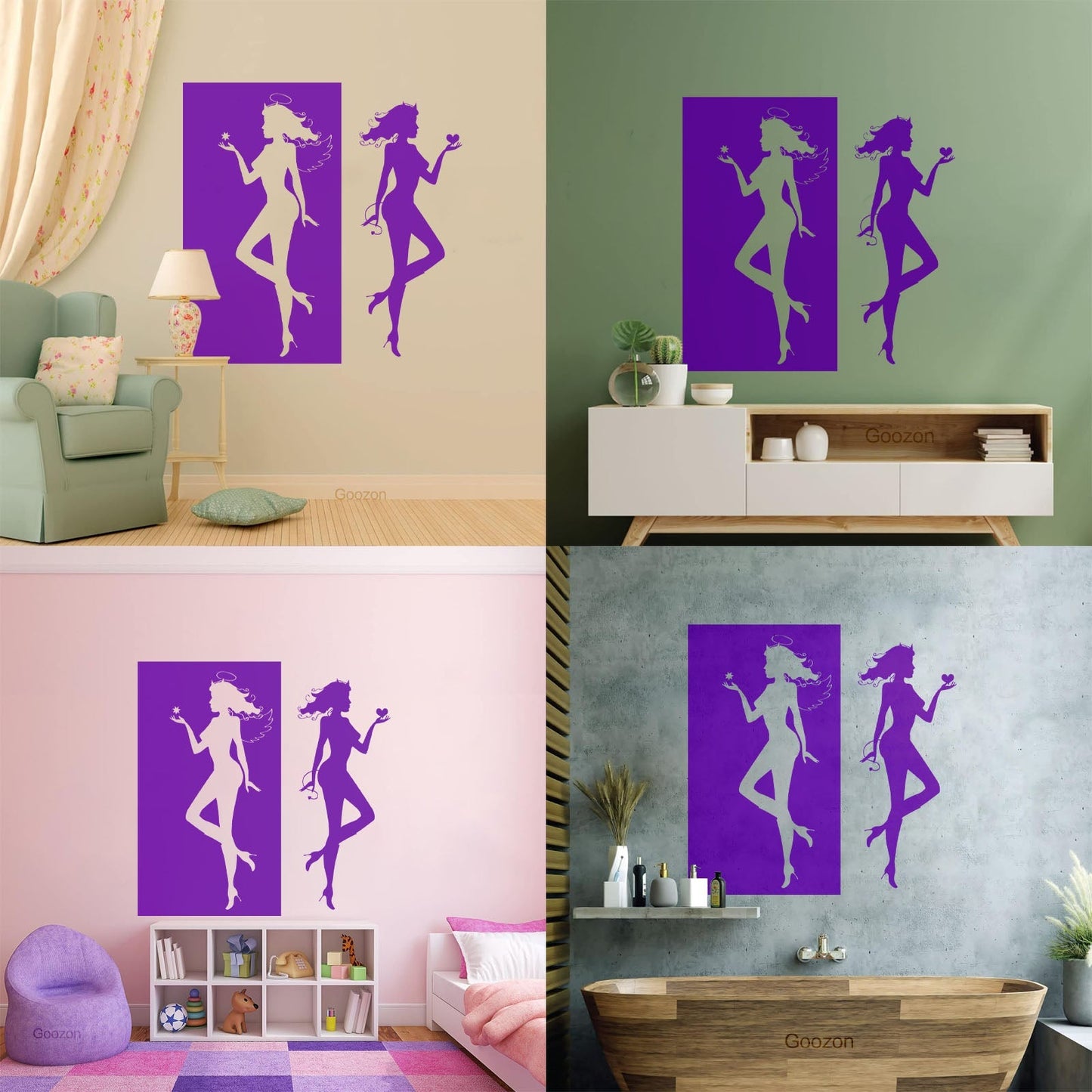 Wall Decals Paster Paper Angel Demon Evil Good Two Entities Are Ative It Won'T Fall Off