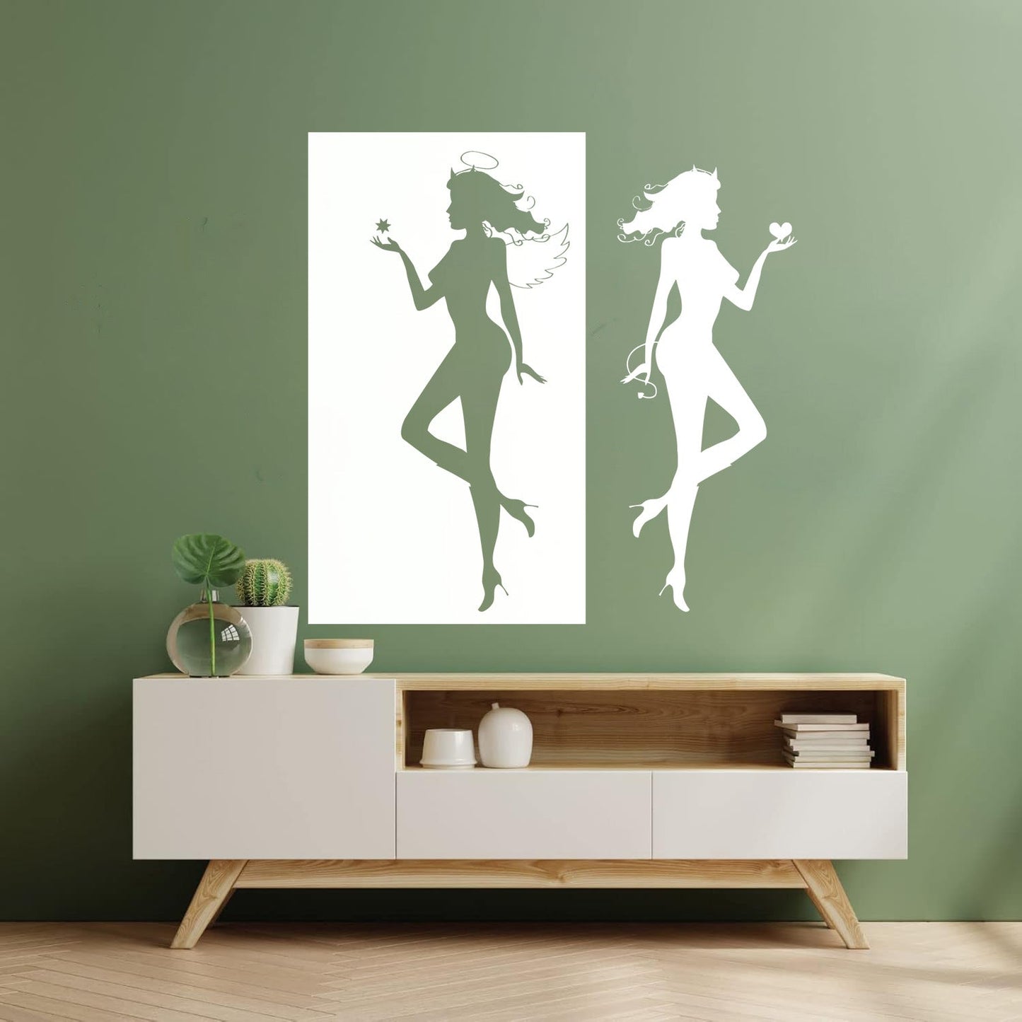 Wall Decals Paster Paper Angel Demon Evil Good Two Entities Are Ative It Won'T Fall Off