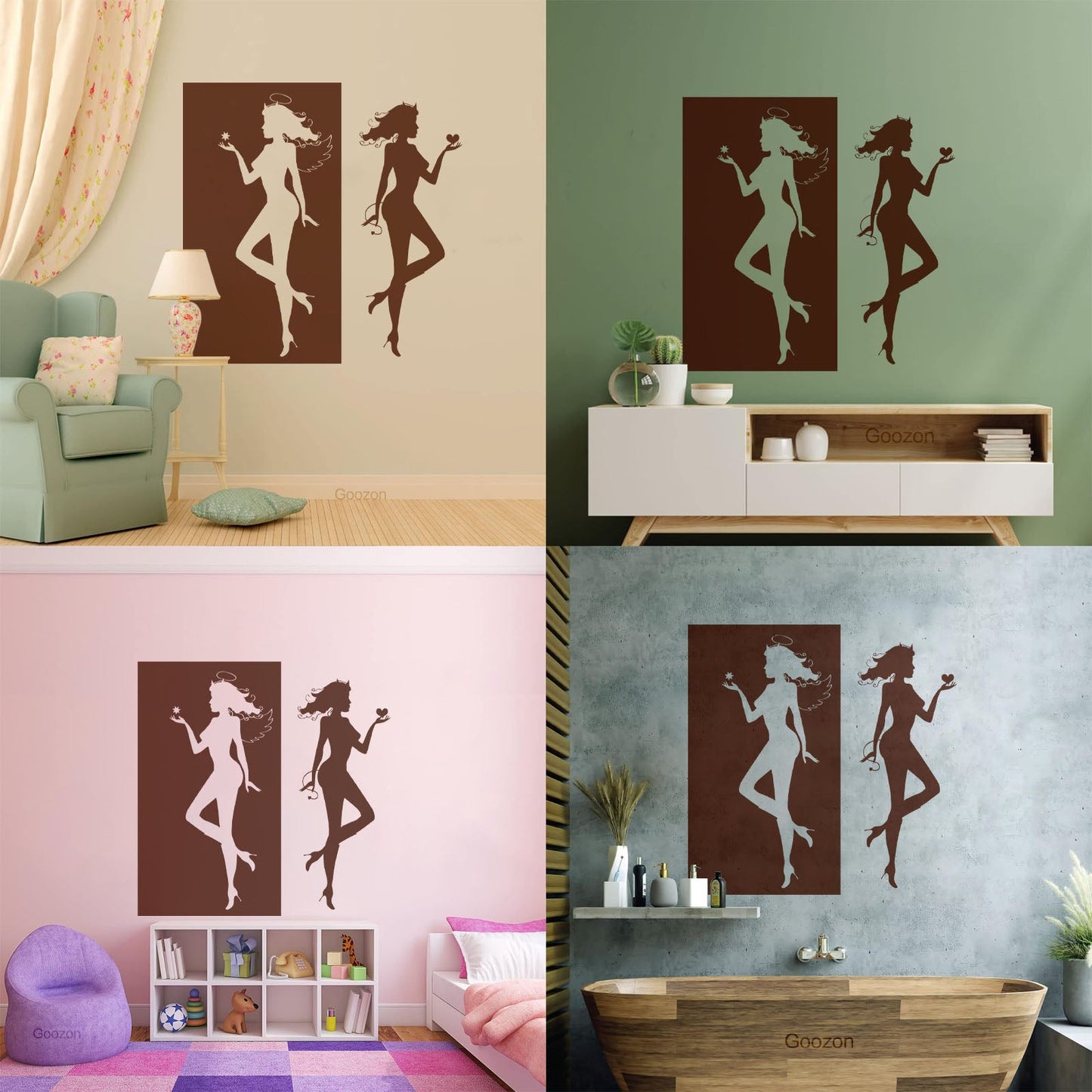 Wall Decals Paster Paper Angel Demon Evil Good Two Entities Are Ative It Won'T Fall Off