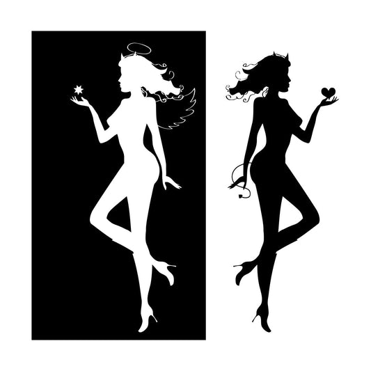 Wall Decals Paster Paper Angel Demon Evil Good Two Entities Are Ative It Won'T Fall Off