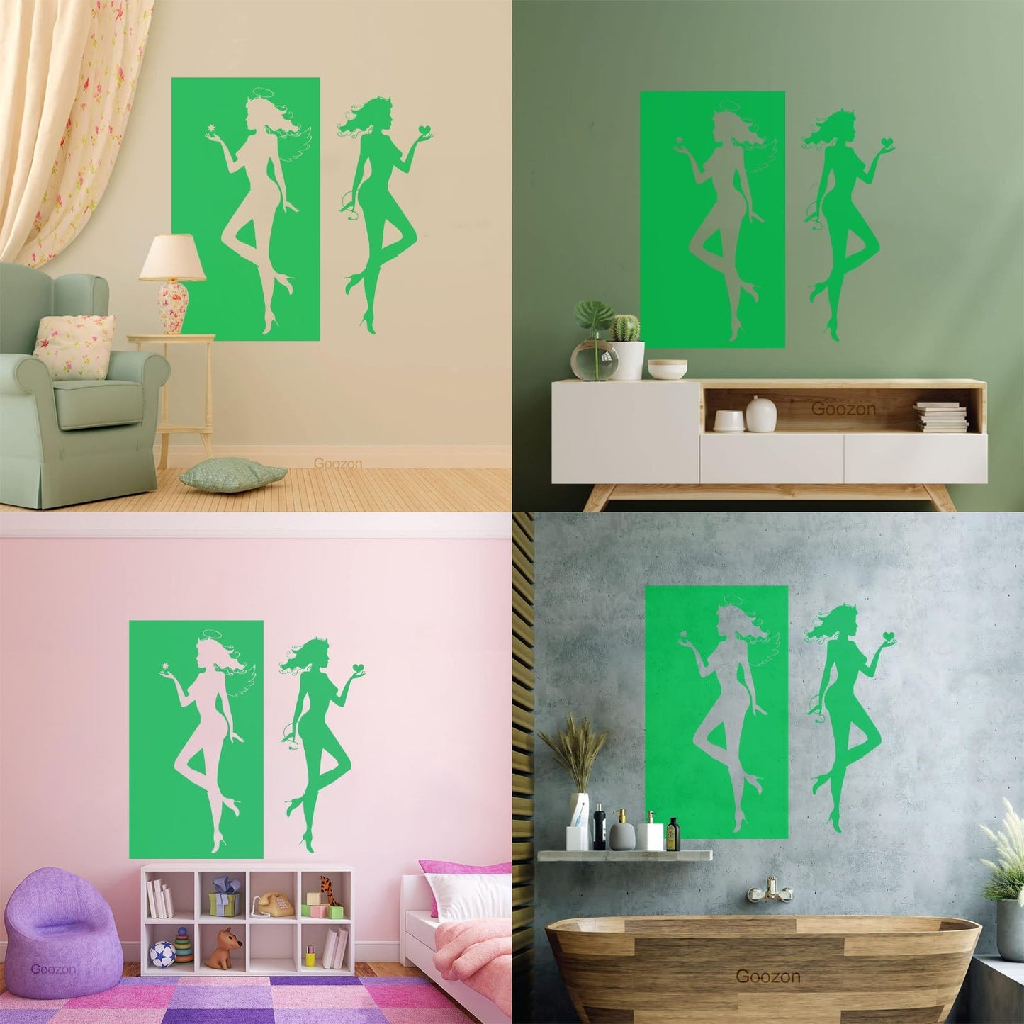 Wall Decals Paster Paper Angel Demon Evil Good Two Entities Are Ative It Won'T Fall Off