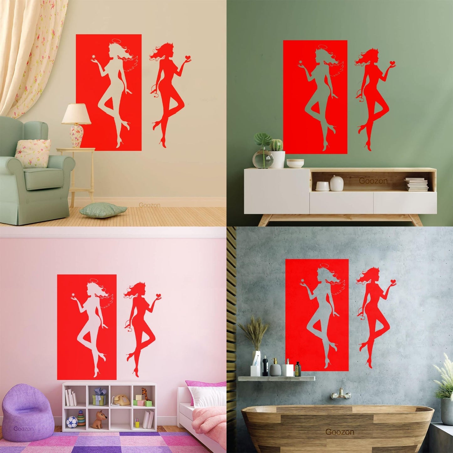 Wall Decals Paster Paper Angel Demon Evil Good Two Entities Are Ative It Won'T Fall Off