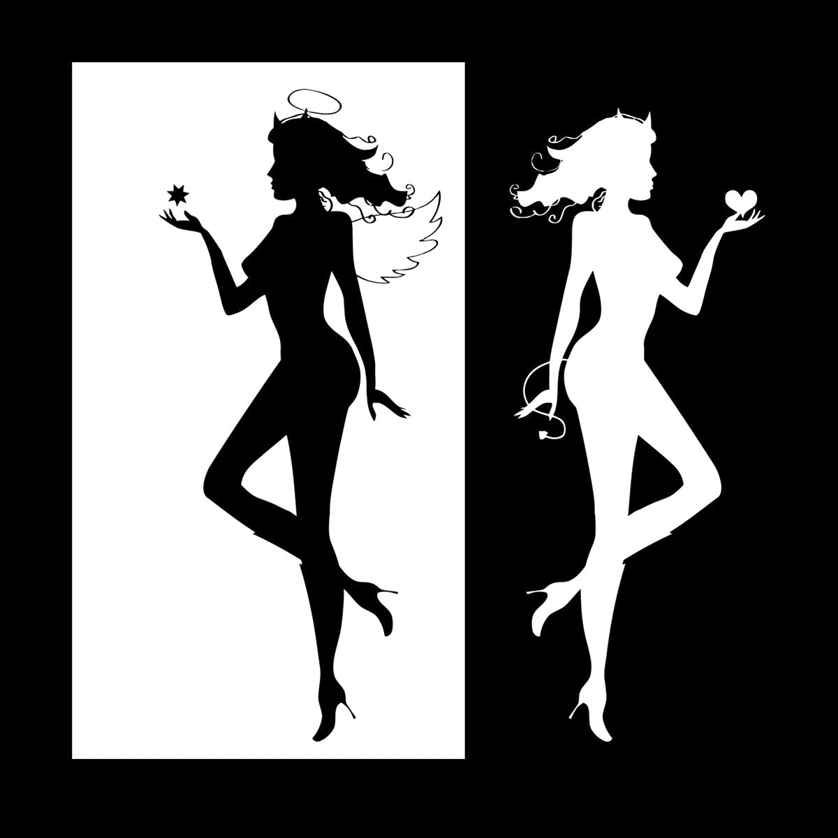 Wall Decals Paster Paper Angel Demon Evil Good Two Entities Are Ative It Won'T Fall Off