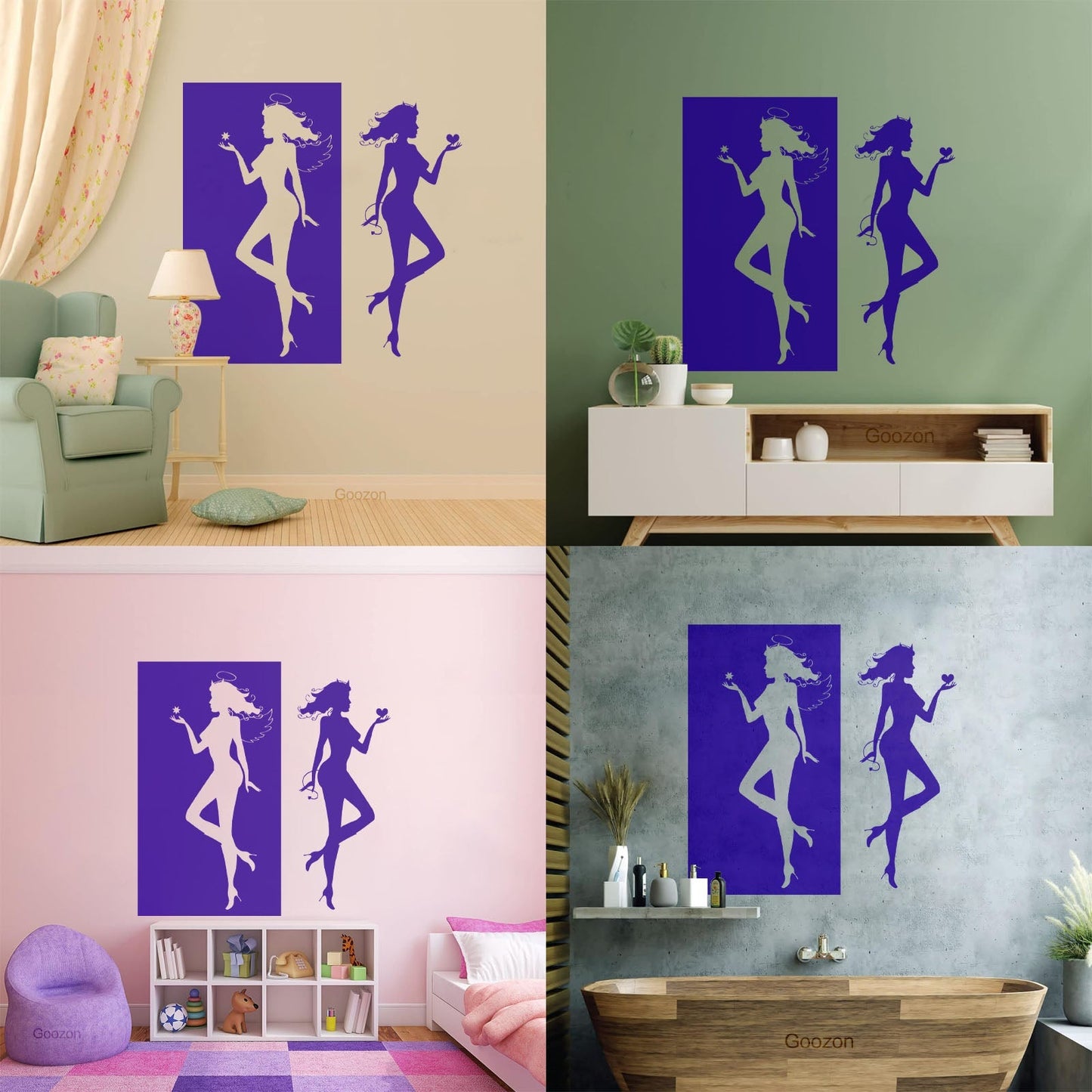 Wall Decals Paster Paper Angel Demon Evil Good Two Entities Are Ative It Won'T Fall Off