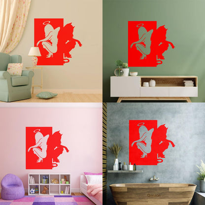 Vinyl Wall Stickers Beautiful Female Silhouettes Angel Demon Good Evil Personalized Customization