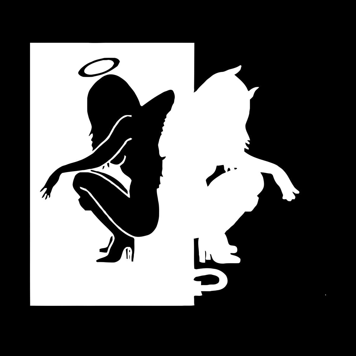 Vinyl Wall Stickers Beautiful Female Silhouettes Angel Demon Good Evil Personalized Customization