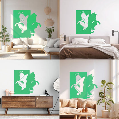 Vinyl Wall Stickers Beautiful Female Silhouettes Angel Demon Good Evil Personalized Customization