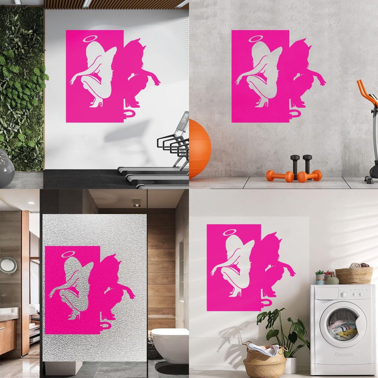 Vinyl Wall Stickers Beautiful Female Silhouettes Angel Demon Good Evil Personalized Customization