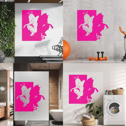 Vinyl Wall Stickers Beautiful Female Silhouettes Angel Demon Good Evil Personalized Customization