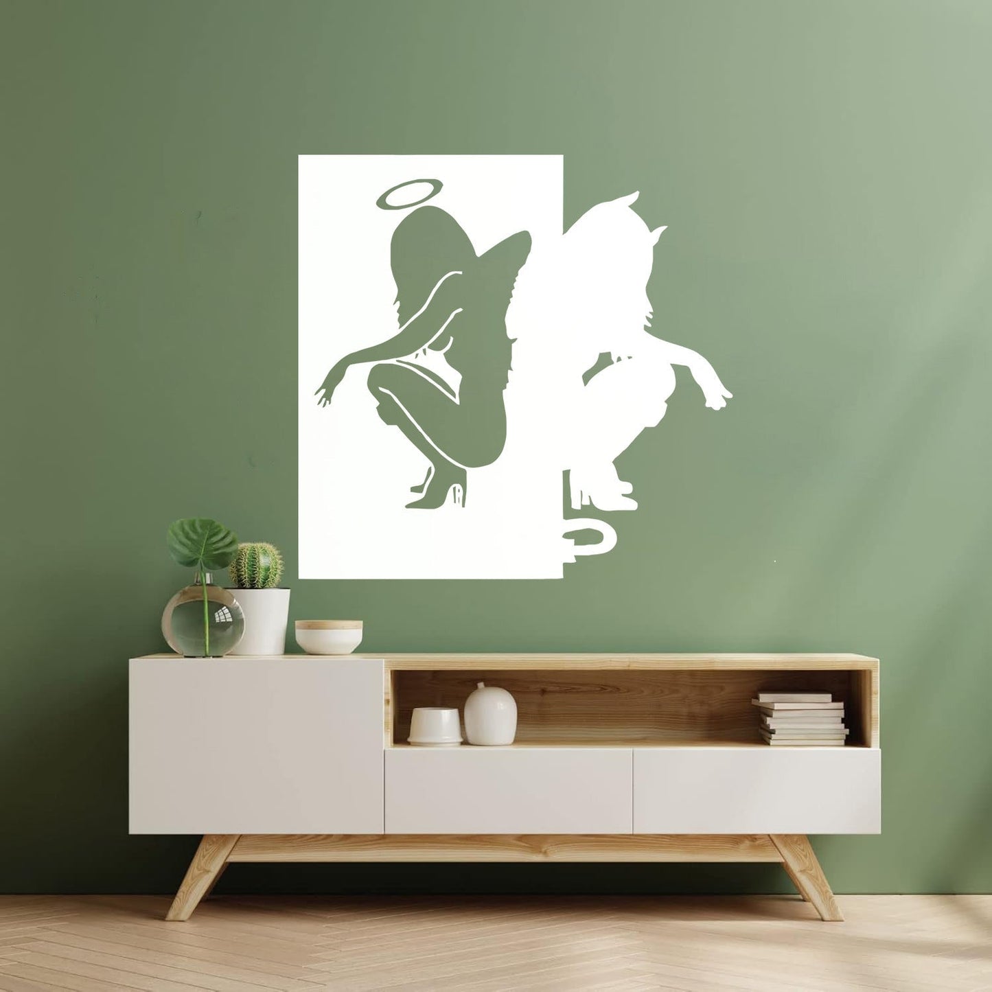 Vinyl Wall Stickers Beautiful Female Silhouettes Angel Demon Good Evil Personalized Customization