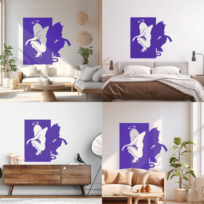 Vinyl Wall Stickers Beautiful Female Silhouettes Angel Demon Good Evil Personalized Customization