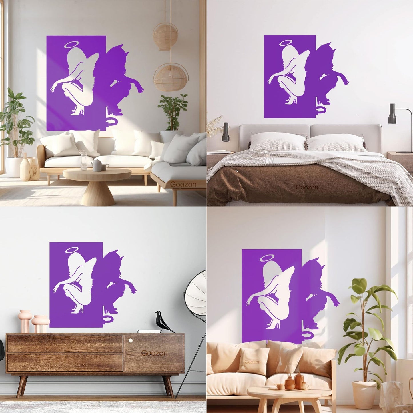 Vinyl Wall Stickers Beautiful Female Silhouettes Angel Demon Good Evil Personalized Customization