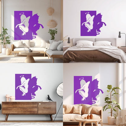 Vinyl Wall Stickers Beautiful Female Silhouettes Angel Demon Good Evil Personalized Customization