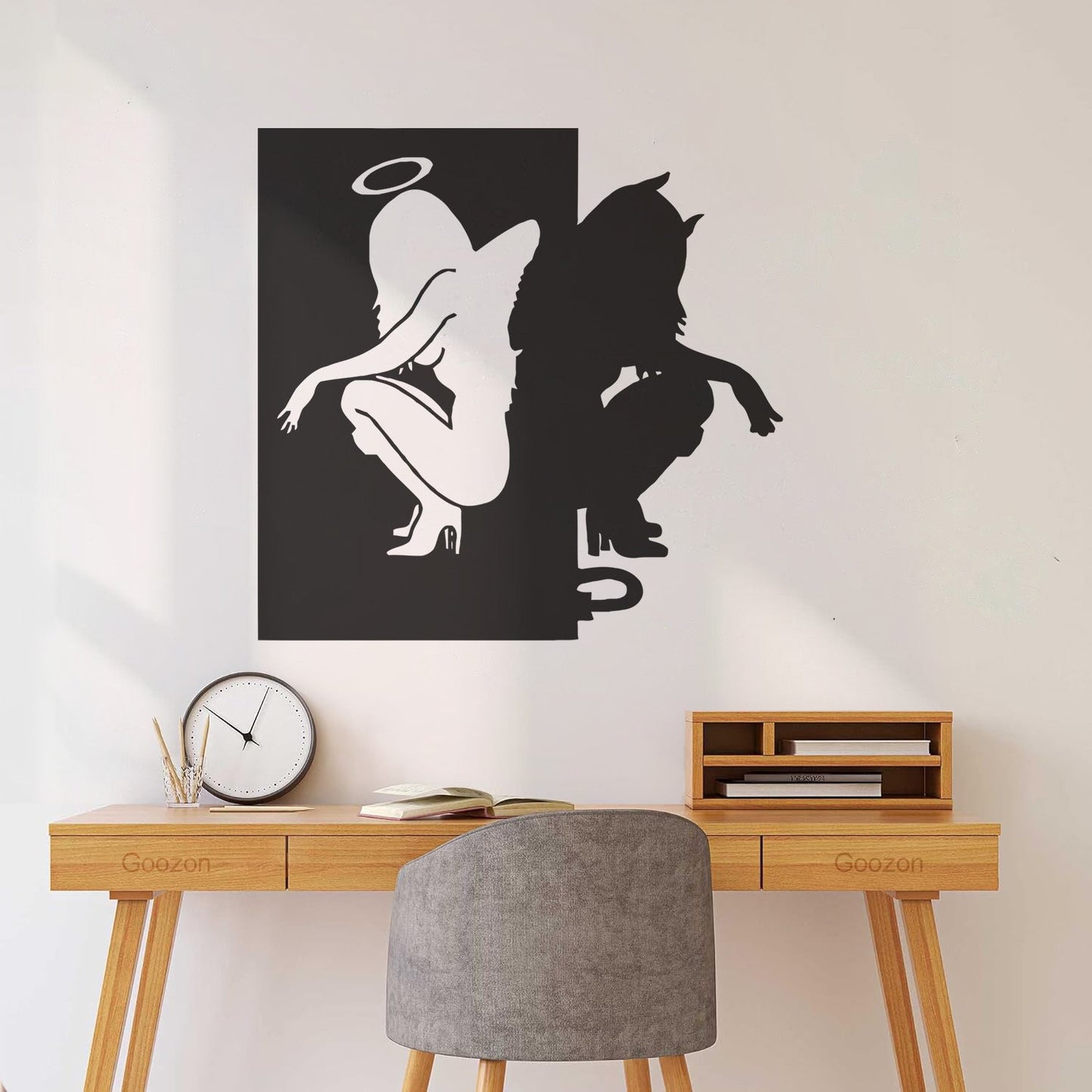 Vinyl Wall Stickers Beautiful Female Silhouettes Angel Demon Good Evil Personalized Customization