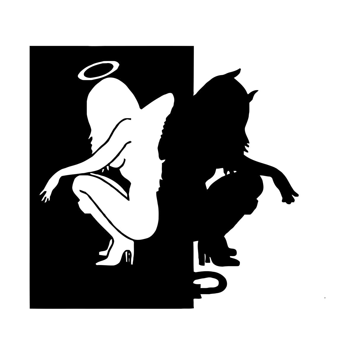 Vinyl Wall Stickers Beautiful Female Silhouettes Angel Demon Good Evil Personalized Customization