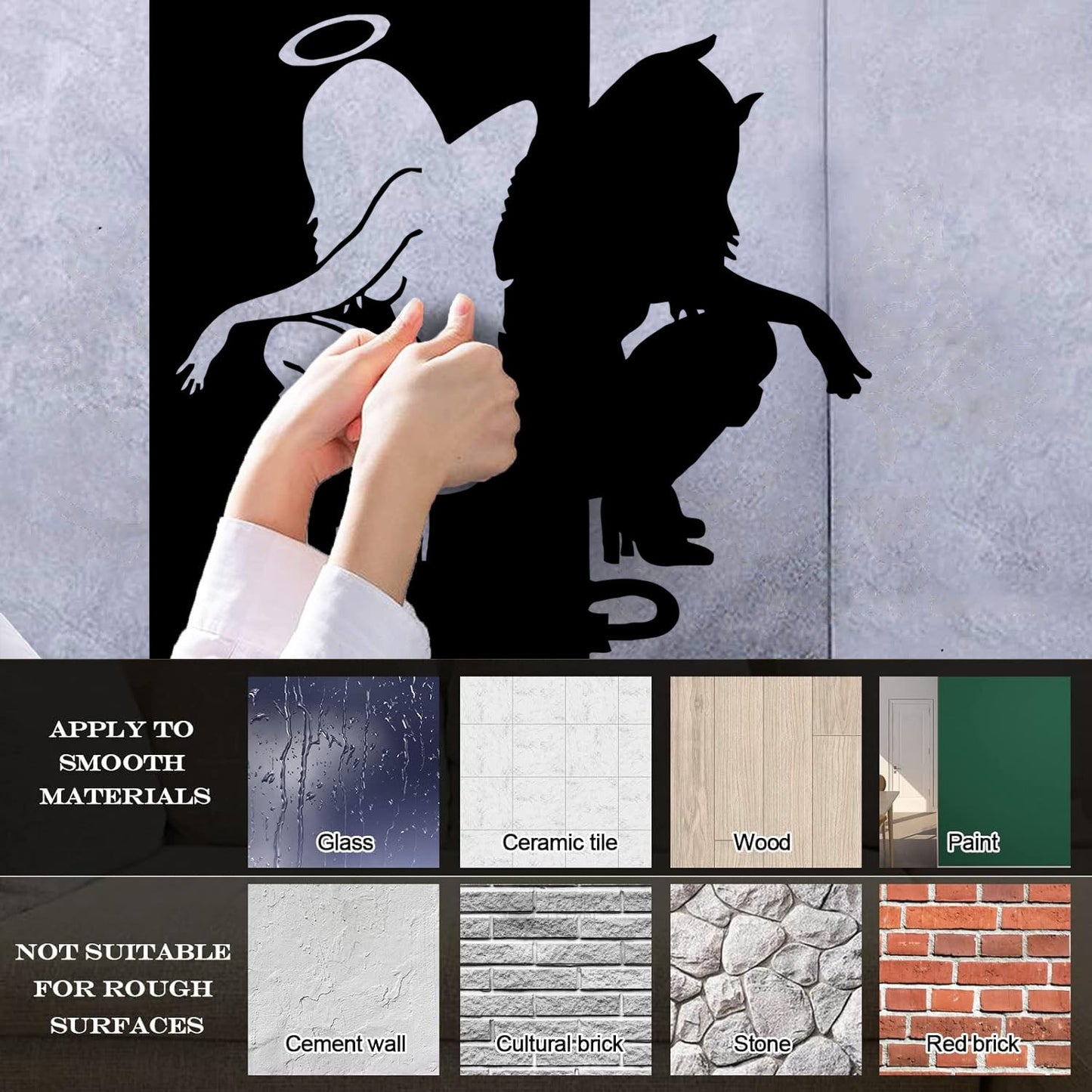 Vinyl Wall Stickers Beautiful Female Silhouettes Angel Demon Good Evil Personalized Customization