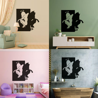 Vinyl Wall Stickers Beautiful Female Silhouettes Angel Demon Good Evil Personalized Customization