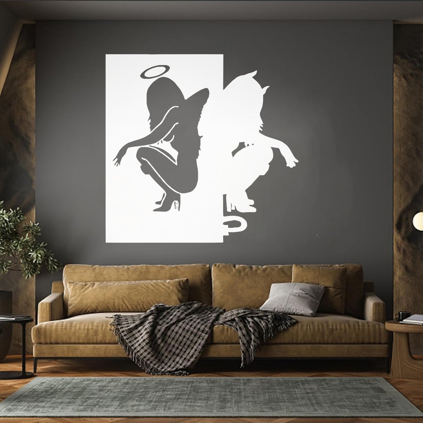 Vinyl Wall Stickers Beautiful Female Silhouettes Angel Demon Good Evil Personalized Customization