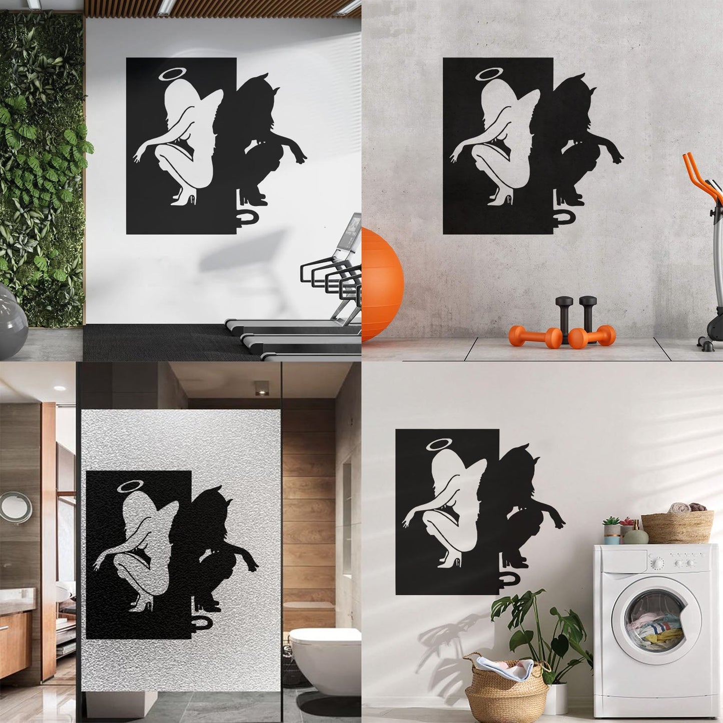 Vinyl Wall Stickers Beautiful Female Silhouettes Angel Demon Good Evil Personalized Customization