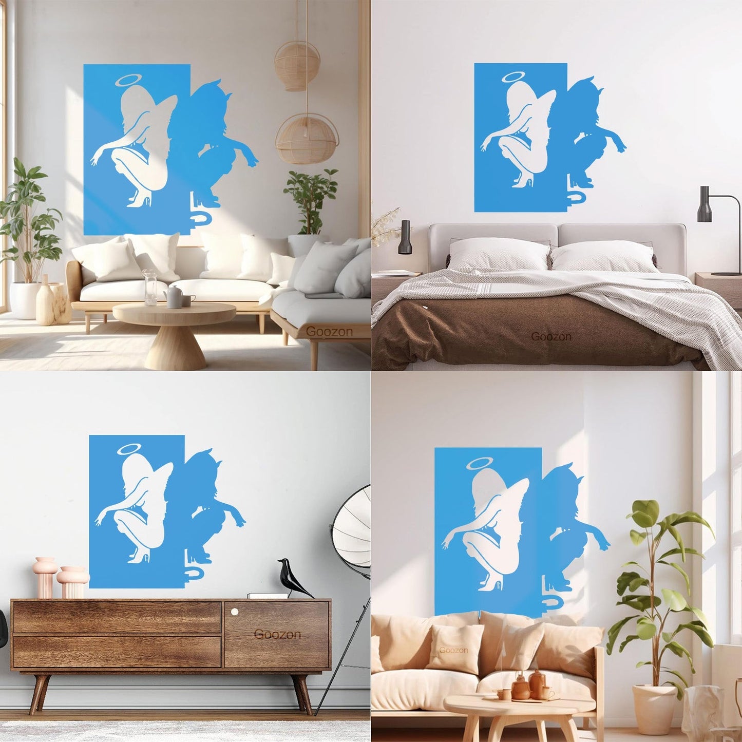 Vinyl Wall Stickers Beautiful Female Silhouettes Angel Demon Good Evil Personalized Customization
