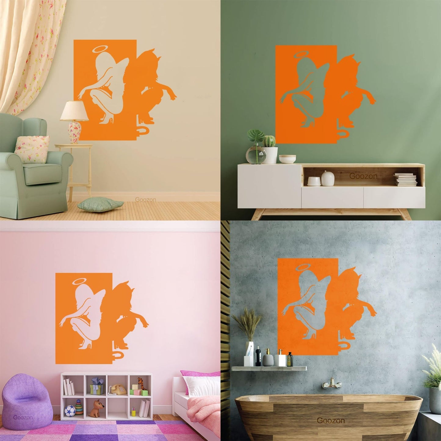 Vinyl Wall Stickers Beautiful Female Silhouettes Angel Demon Good Evil Personalized Customization