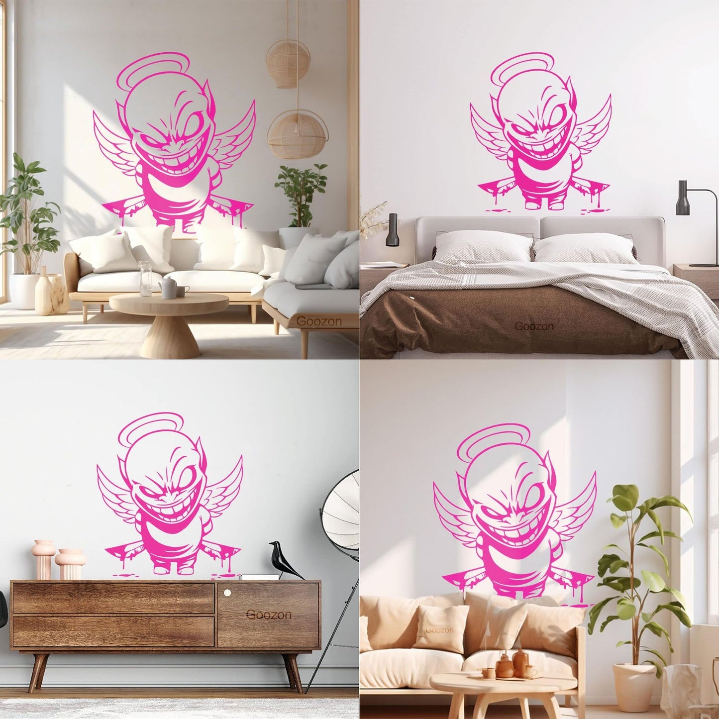 Vinyl Wall Decals Demon Angel Contrast Life Death Good Evil Bad Art Decoration