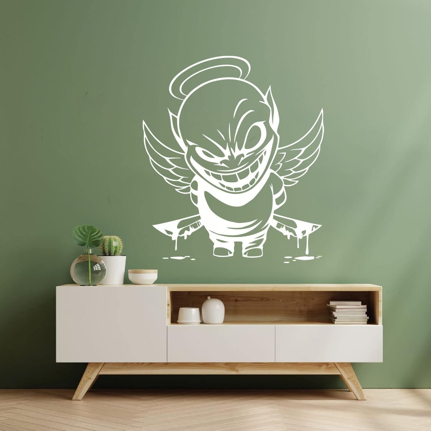 Vinyl Wall Decals Demon Angel Contrast Life Death Good Evil Bad Art Decoration