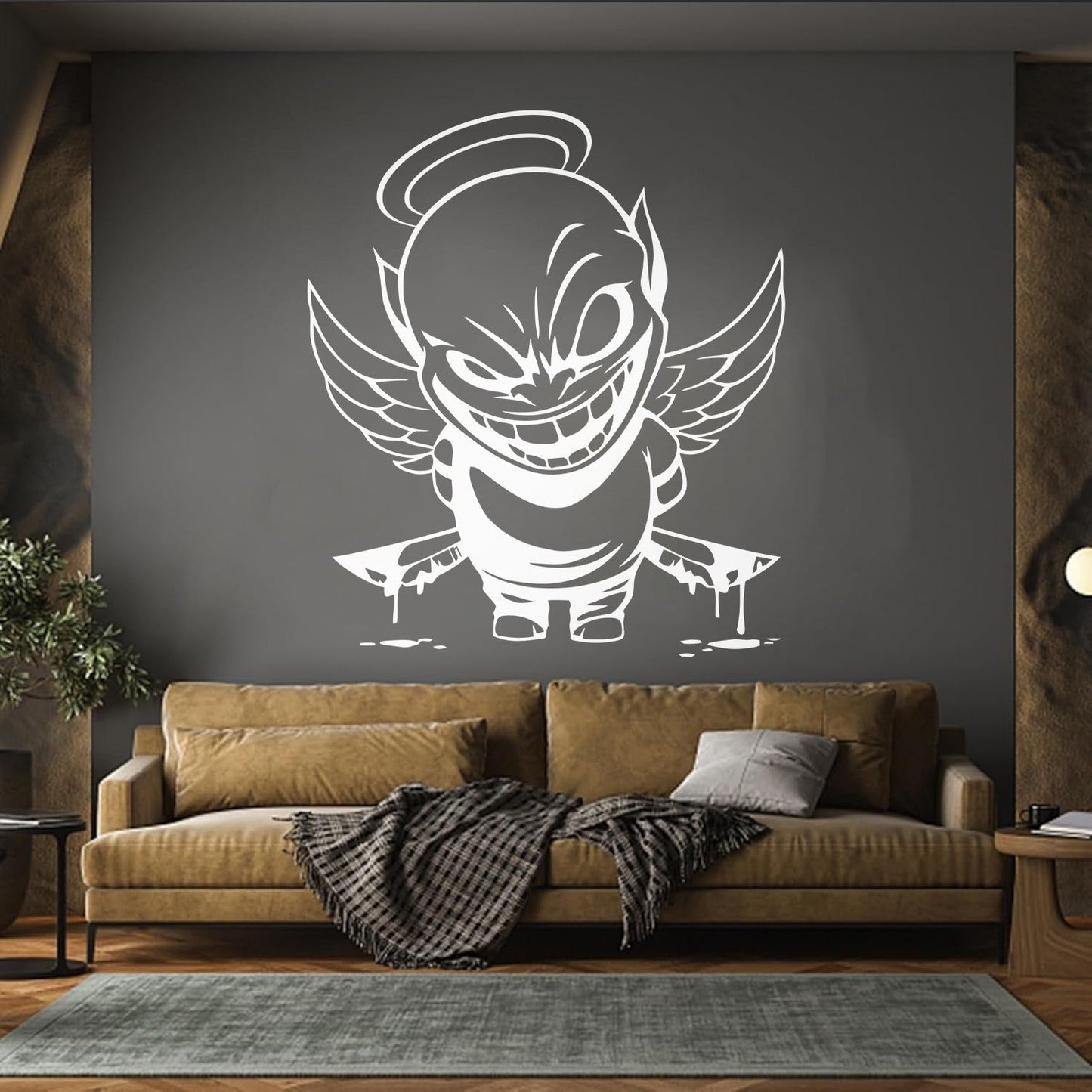 Vinyl Wall Decals Demon Angel Contrast Life Death Good Evil Bad Art Decoration