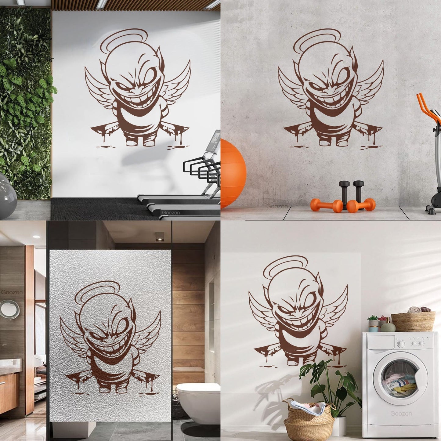 Vinyl Wall Decals Demon Angel Contrast Life Death Good Evil Bad Art Decoration