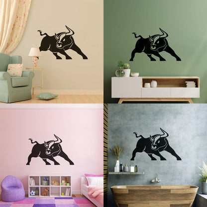 Angry Bull Horns Rodeo Cowboy Ranch Animal Engraving Decals Wall Beautification
