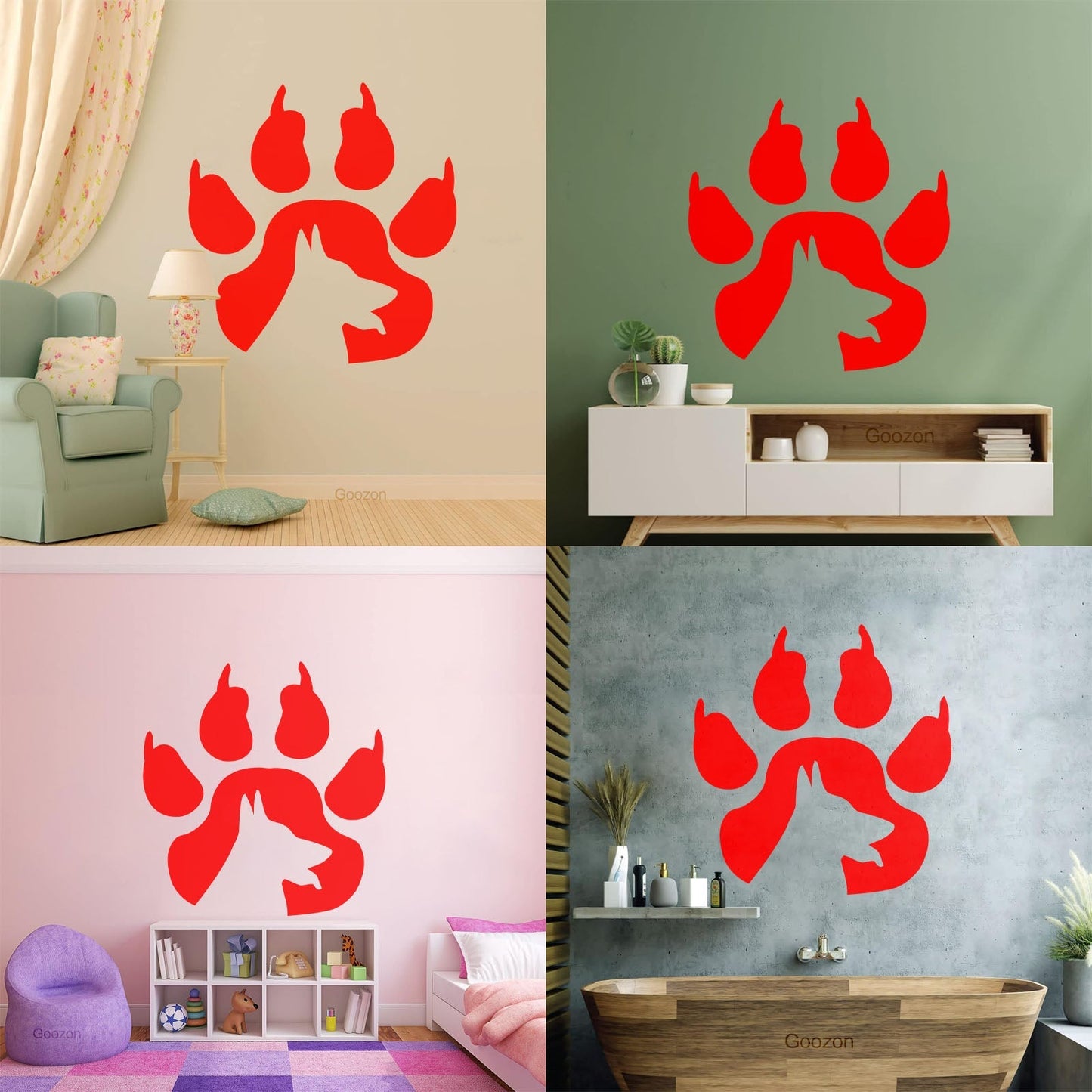 Vinyl Art Sticker Paw Print Dog Pet Animal Self Adhesive
