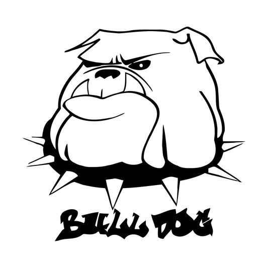 Vinyl Wall Stickers Cartoon Bull Dog Collar Portrait Animal Multiple Size Options