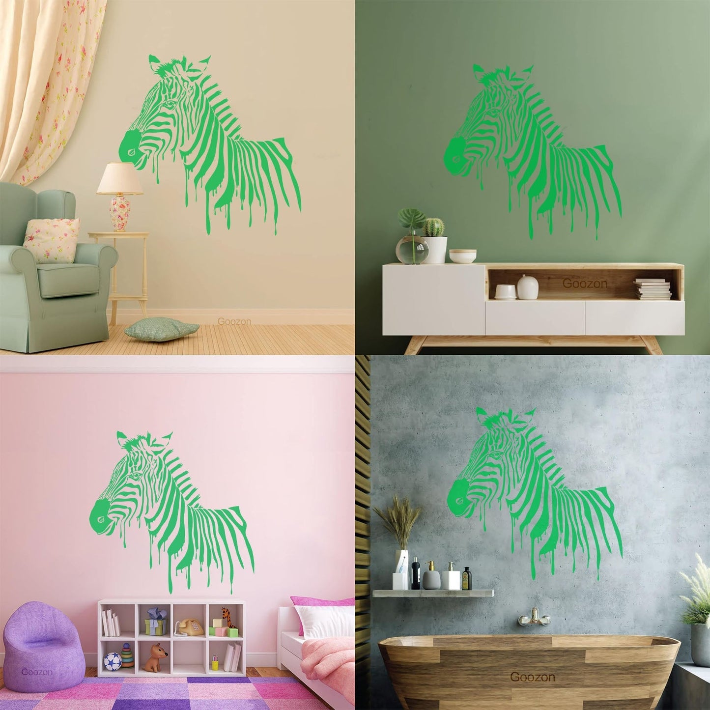 Wall Stickers Full Color Zebra African Animal Rainbow Kids Nursery Cool Exterior Window Decals