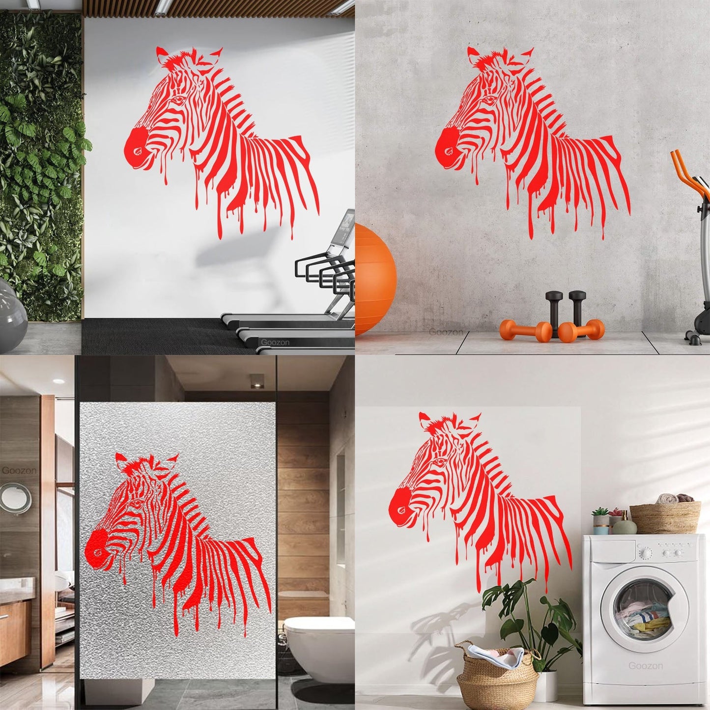 Wall Stickers Full Color Zebra African Animal Rainbow Kids Nursery Cool Exterior Window Decals
