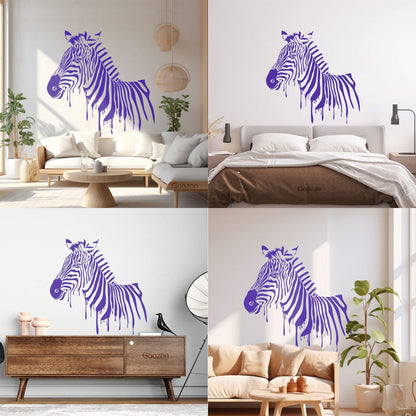 Wall Stickers Full Color Zebra African Animal Rainbow Kids Nursery Cool Exterior Window Decals