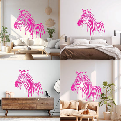 Wall Stickers Full Color Zebra African Animal Rainbow Kids Nursery Cool Exterior Window Decals