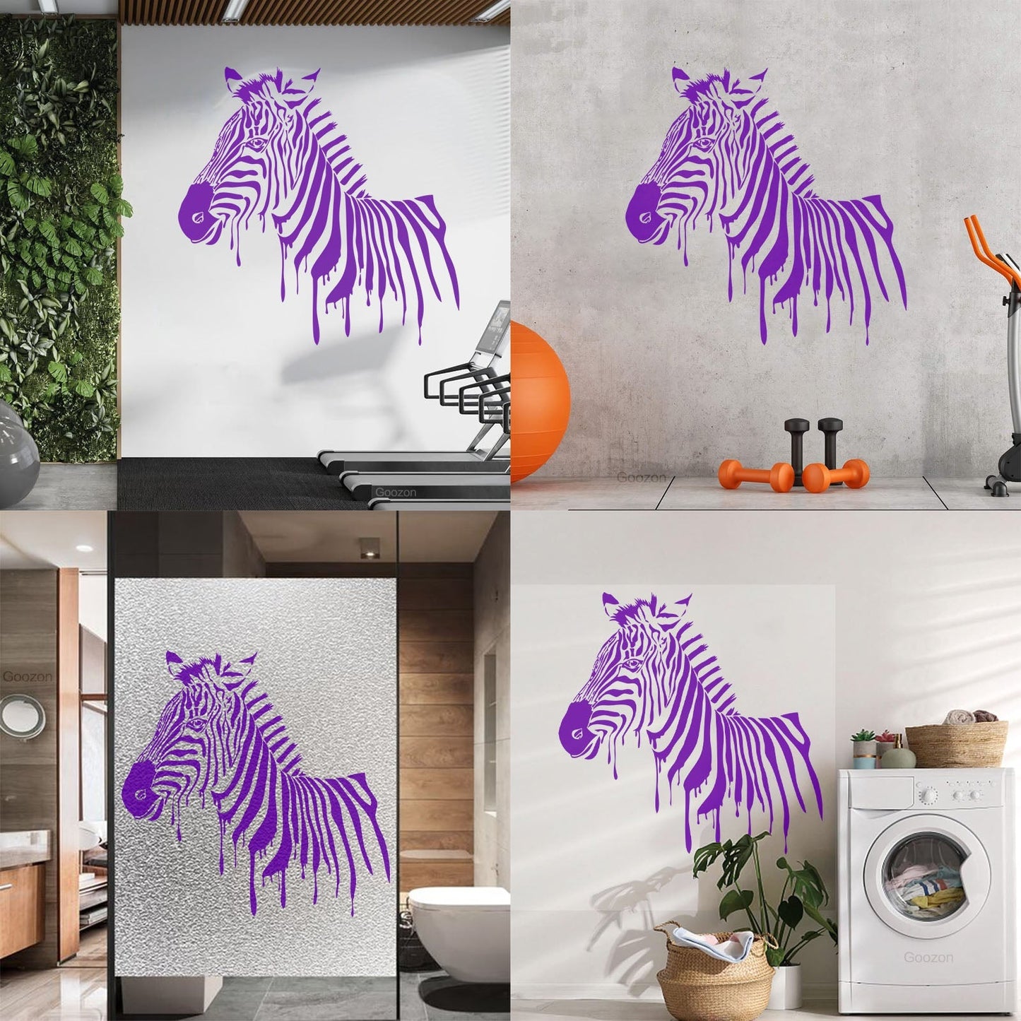 Wall Stickers Full Color Zebra African Animal Rainbow Kids Nursery Cool Exterior Window Decals