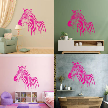 Wall Stickers Full Color Zebra African Animal Rainbow Kids Nursery Cool Exterior Window Decals
