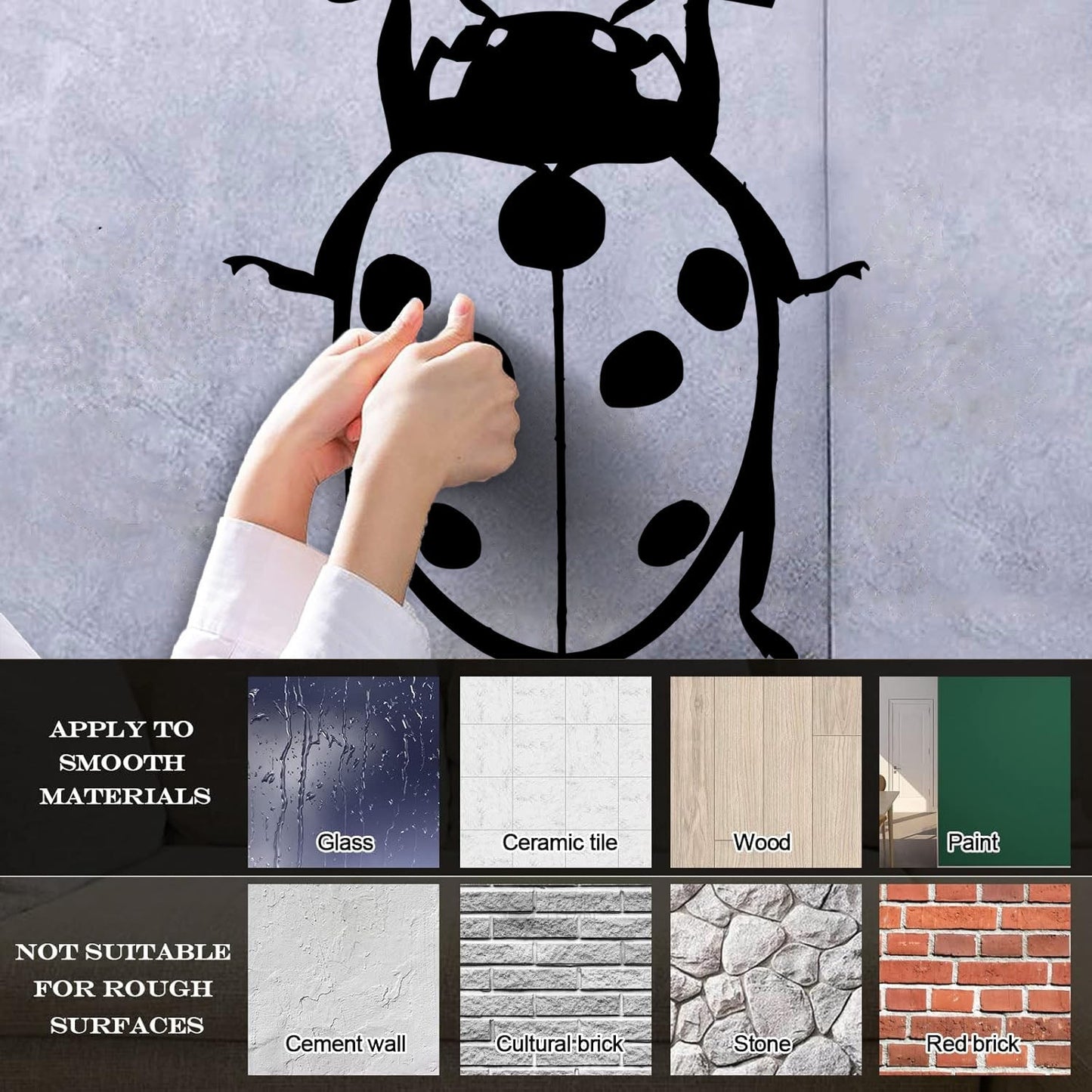 Fine Carving Decals Ladybird Animal Funny Kids Children Glass Stickers