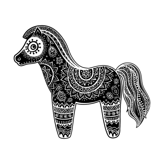 Vintage Animals Horse With Ornament Vinyl Art Sticker Store Decoration