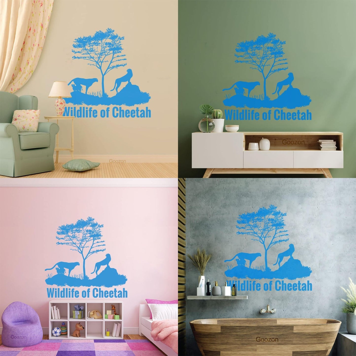 Mural And Wall Vinyl Decal Wildlife Cheetah Animal Africa Children'S N Waterproof