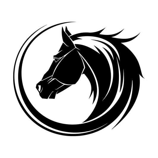 Fine Carving Stickers Animal Horse On Circle Tattoo Style Can Modify And Add Information