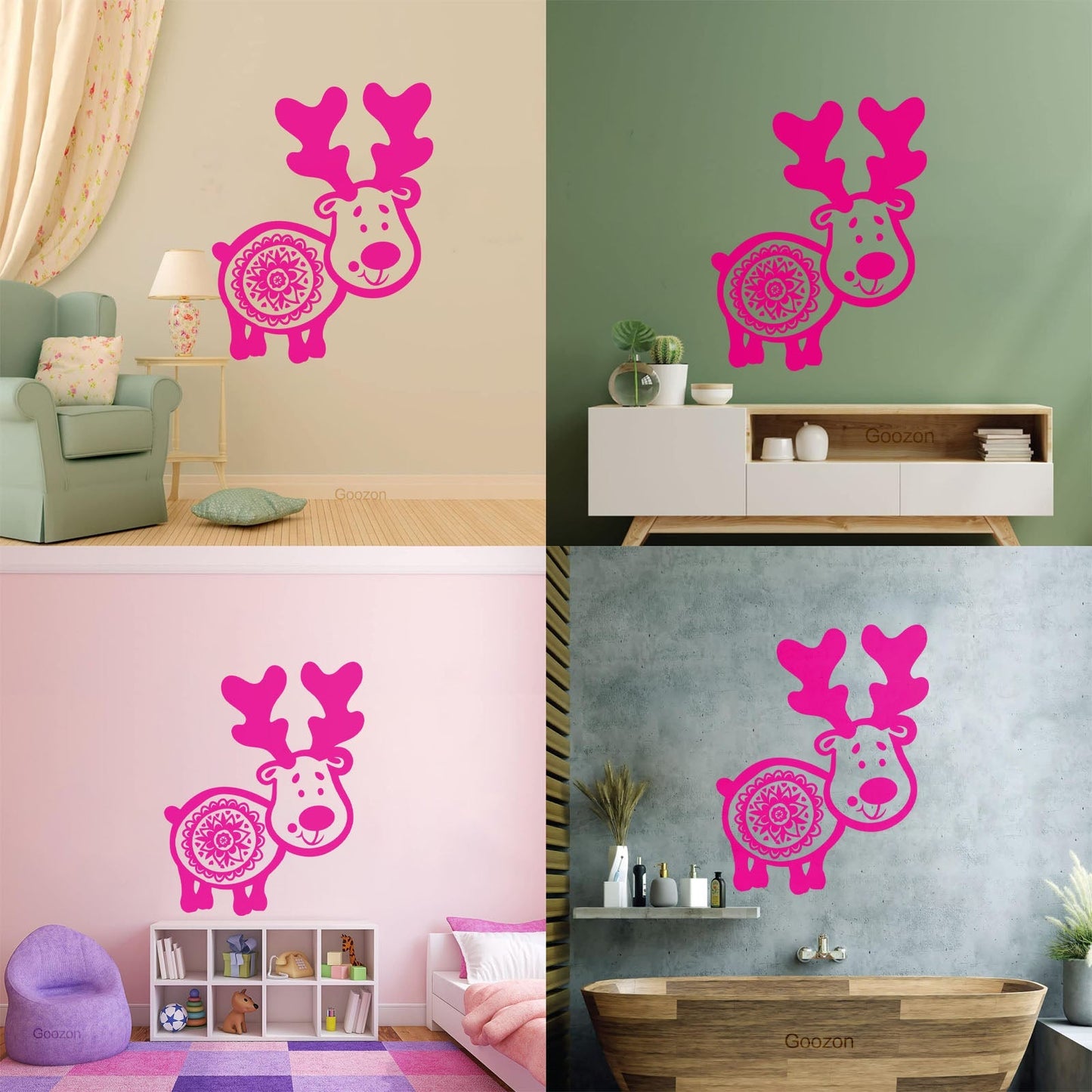Wall Stickers Animals Symbol Funny Deer With Horns Art Decoration