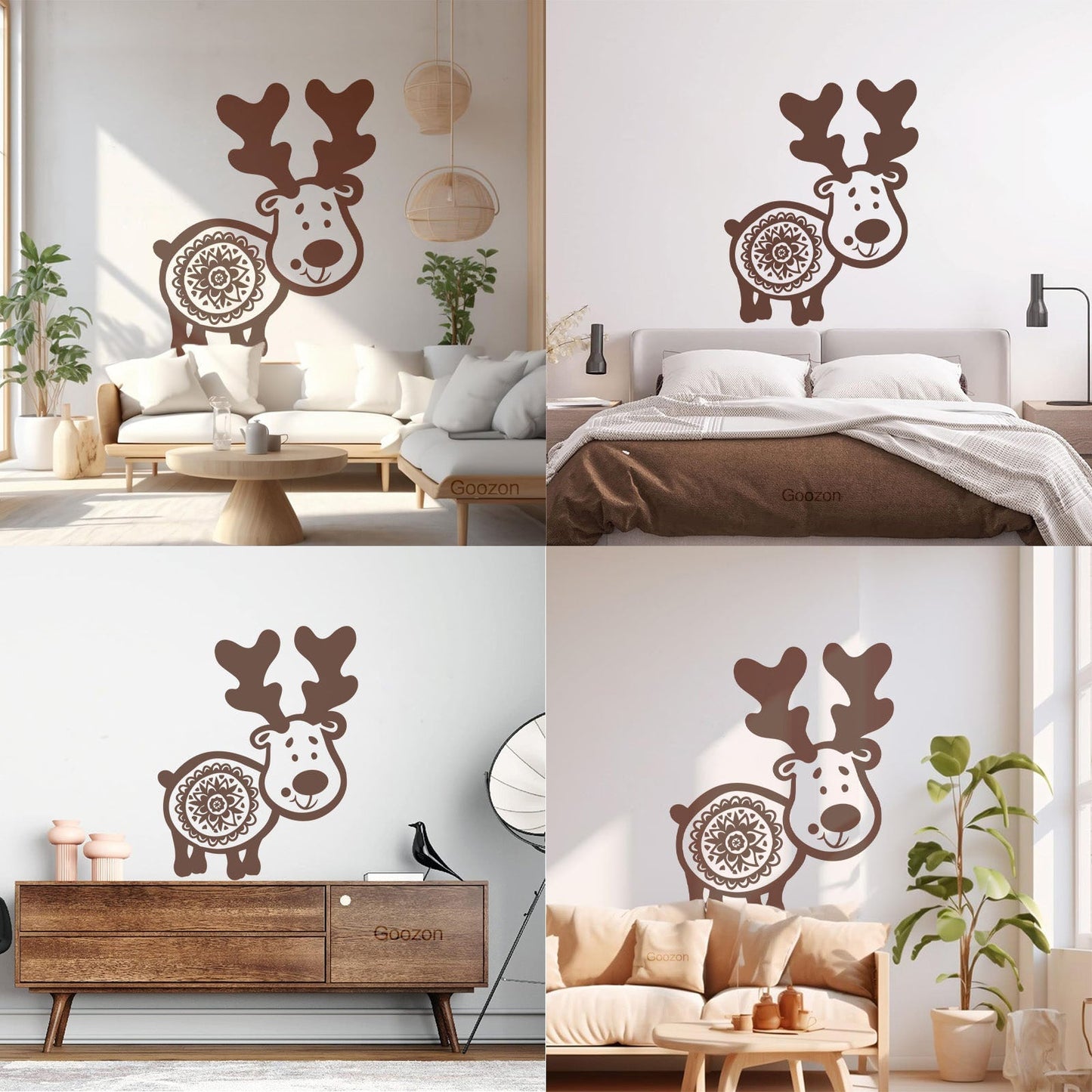 Wall Stickers Animals Symbol Funny Deer With Horns Art Decoration