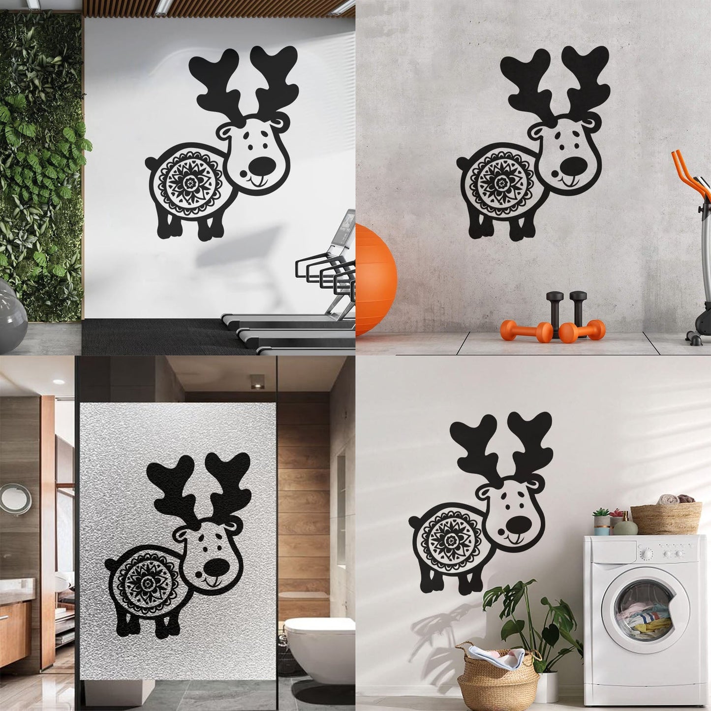 Wall Stickers Animals Symbol Funny Deer With Horns Art Decoration