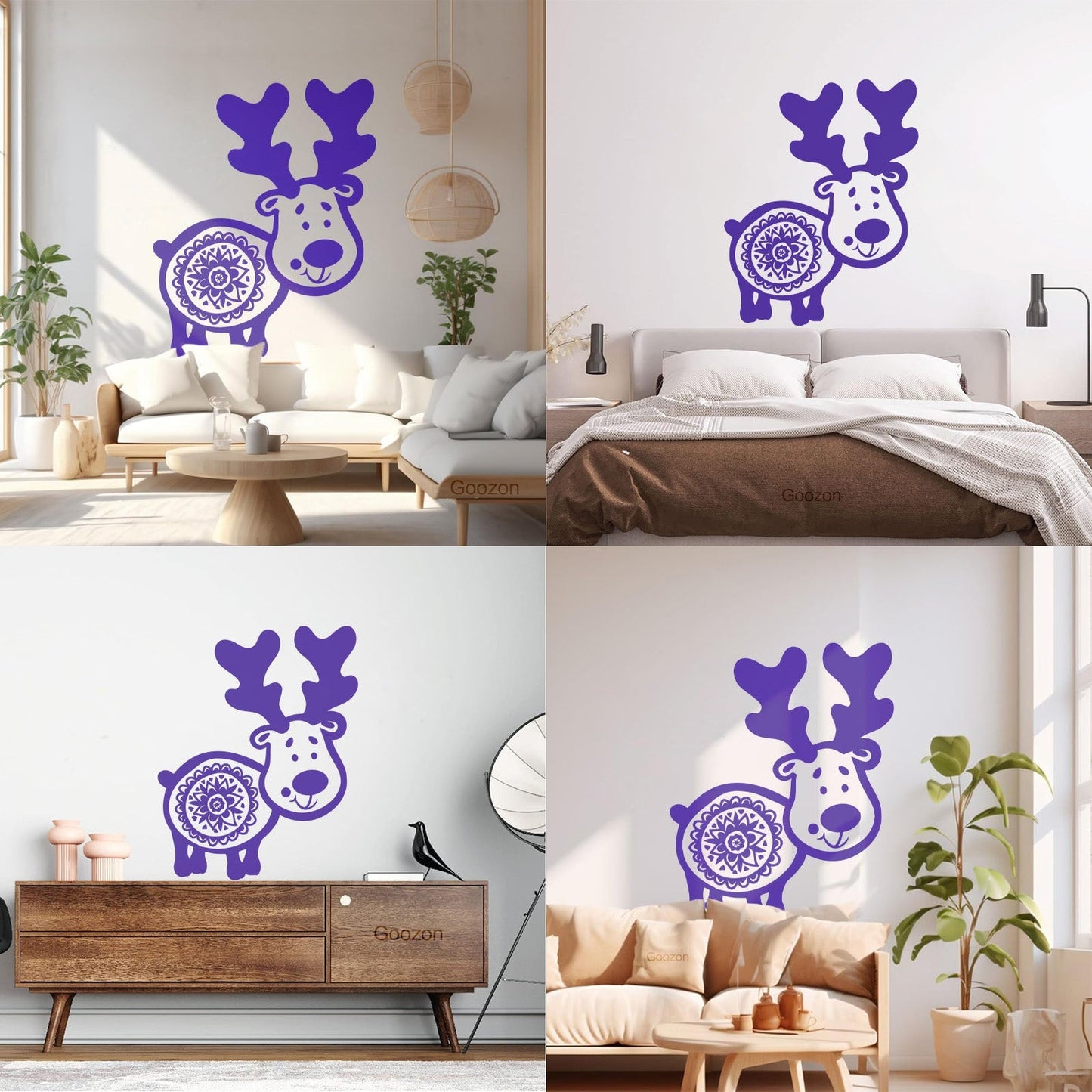 Wall Stickers Animals Symbol Funny Deer With Horns Art Decoration